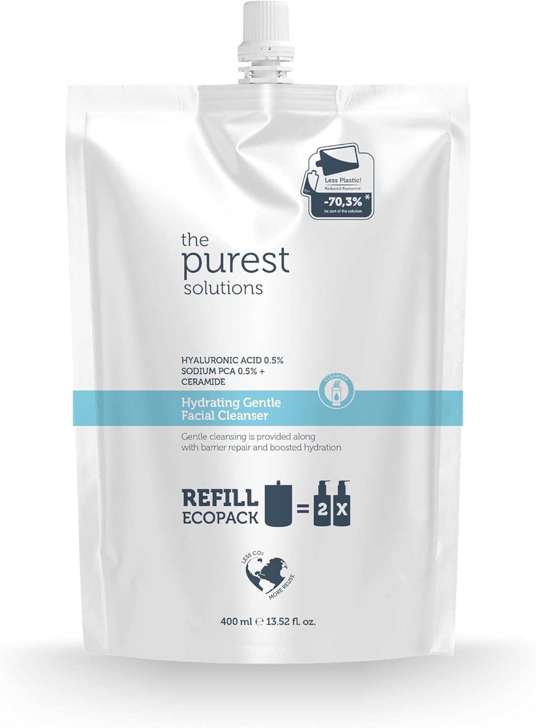 Alternative view of The Purest Solutions Nemlendirici Ve Bariyer Onarıcı Kuru Karma Ciltler Temizleme Jeli Ekolojik Yedek Paket 400 ml