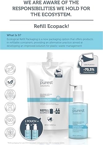 The Purest Solutions Nemlendirici Ve Bariyer Onarıcı Kuru Karma Ciltler Temizleme Jeli Ekolojik Yedek Paket 400 ml