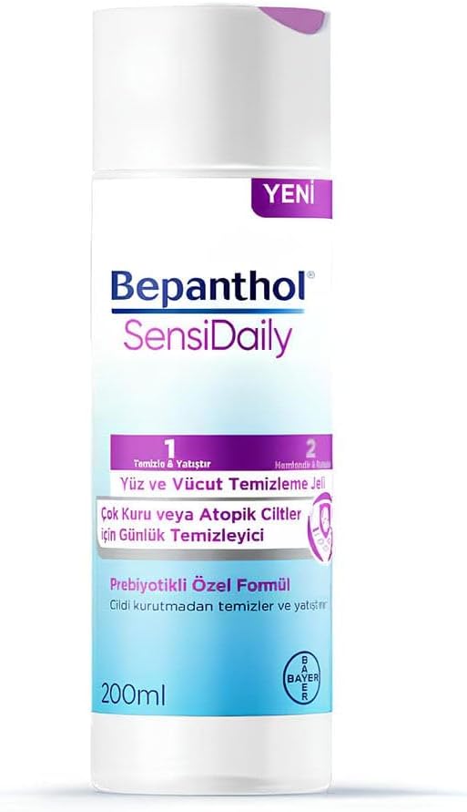 SensiDaily Yüz ve Vücut Temizleme Jeli 200ml - SensiWash Çok Kuru Atopik Ciltler, Günlük Vücut Bakım
