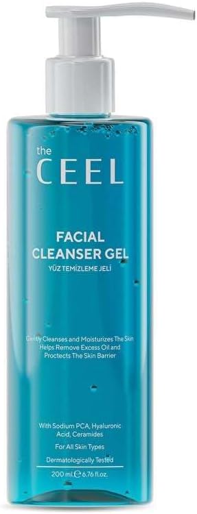 The Ceel Seramid Etkili Yüz Temizleme Jeli 200 ml - Hyaluronik Asit, Panthenol ve Probiyotik İçeren Nemlendirici ve Arındırıcı Yüz Yıkama Jeli, Tüm Cilt Tipleri İçin Günlük Temizleyici