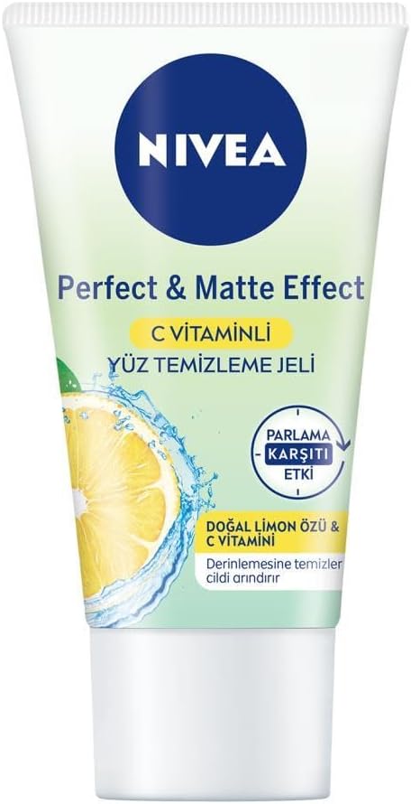 Yüz Temizleme Jeli Perfect& 50ml, C Vitamini, Limon Özü, Matlaştırıcı Etki, Parlama Kontrolü
