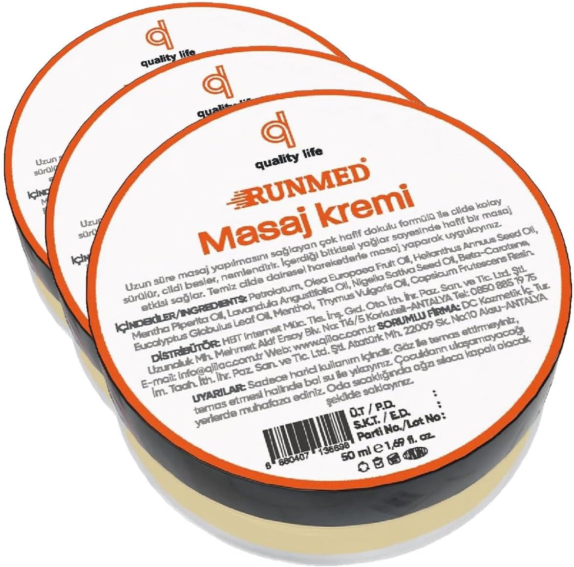 Alternative view of Runmed Yakan Masaj Kremi Balsam Eklem Kas Kıkırdak Bel Boyun Diz Kas Sporcu Bacak Bölgesi Jeli (3 paketi)