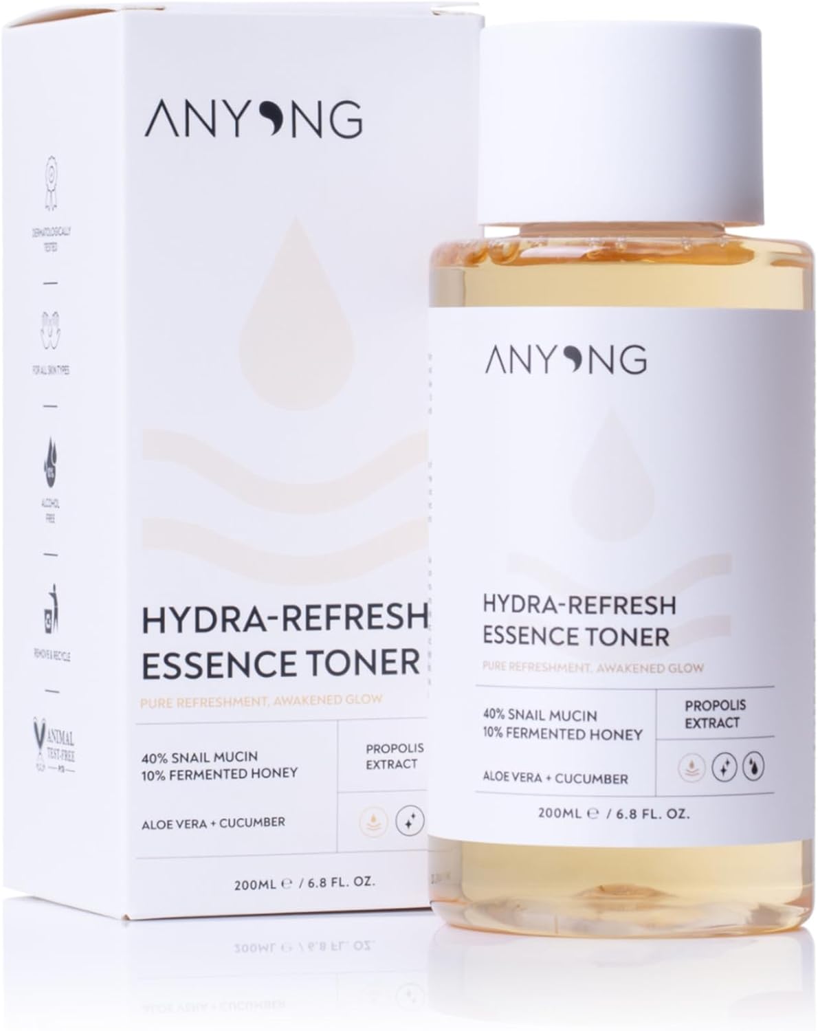 Anyong Aydınlatıcı, Nemlendirici ve Tazeleyici Tonik 200 ml (%40 Salyangoz Özü& Bal & Propolis & Aloe)