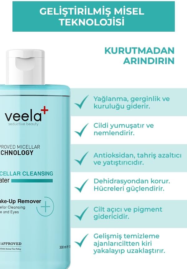 Alternative view of Veela Nemlendirici Etkili Yüz ve Makyaj Temizleme Suyu – Micellar Cleansing Water, Gelişmiş Misel Teknolojisi ile Nazik Temizlik