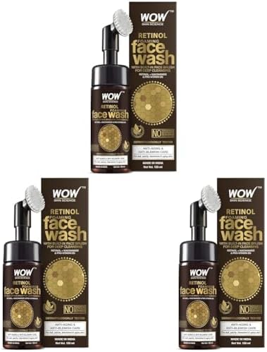 Alternative view of WOW Skin Retinol Yüz Temizleme Köpüğü ve Dahili Fırça-İnce Çizgiler, Lekeler Bakım Yüzde Doksan Sekiz, Bir Doğal İçerik Vegan 150ml (3 paketi)