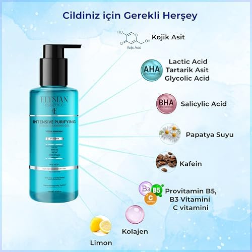 Yoğun Arındırıcı Detoks Yüz Temizleme Jeli 3'lü Set - Sivilce ve Siyah Nokta Karşıtı - AHA BHA - Kojik Asit 200 ml