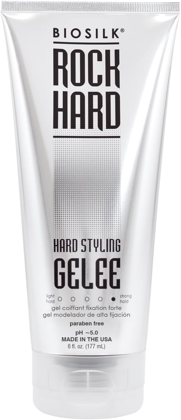 BioSilk Rock Hard Gel, Firm-Hold Hair Gel For Long-Lasting Styles, Sulfate, Paraben, & Cruelty-, 6 Oz